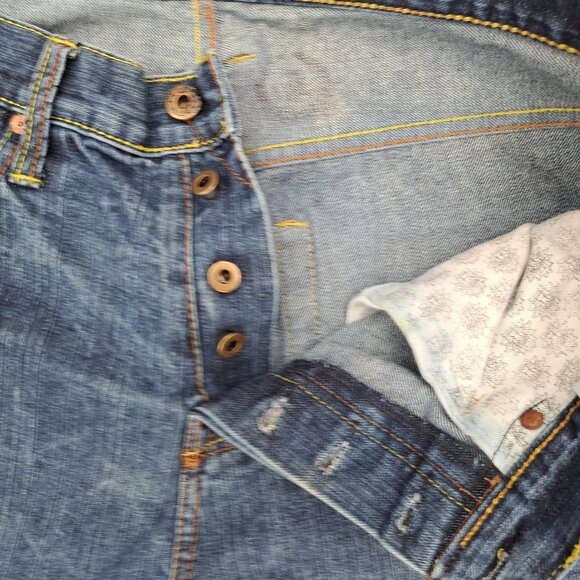 Vintage RMC Jeans Men's Graphic Navy and Blue Jeans Size 34x32 - Picture 8 of 14